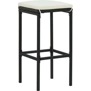 vidaXL Barhocker mit Kissen 4 Stk. Schwarz Poly Rattan - Schwarz