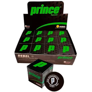 Prince Rebel Yellow Dot Squashball-box - Black / Green - 12 Kugeln