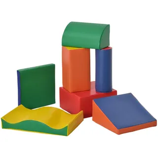 Homcom 7-Tlg. Softbausteine, Bausteinset, Riesenbausteine zum Toben & Klettern, Bunt , Multicolor, Waldgrün , Kunststoff , 40x11x60 cm , unisex , Spielzeug, Sonstiges Spielzeug