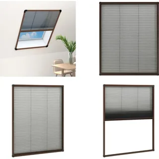 vidaXL Insektenschutz Plissee für Fenster Aluminium Braun 80x100 cm - Insektenschutz-Fenster - Insektenschutzfenster - Insektenschutz - Fliegenschutz - Braun