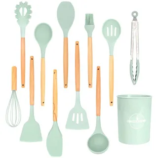 Intirilife Küchenutensilien Set 12-teilig Silikon Mint Grün 12,5 x 32,5 cm