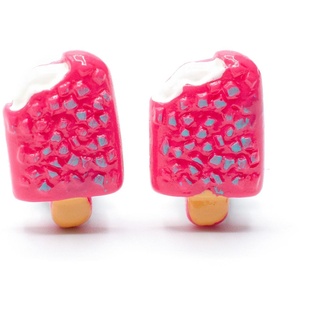 Miniblings Eis am Stiel Ohrclips Clips Eiscreme Stieleis Erdbeereis pink Biss - Handmade Modeschmuck I Ohrhänger Ohrschmuck