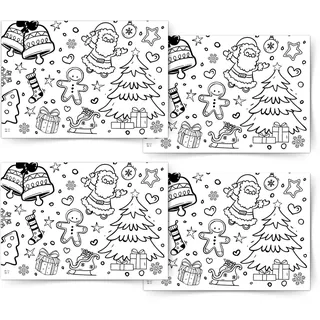 Kreativpaket Weihnachten, 4 x Ausmal-Tischdecke mit Weihnachtsmotiven aus Papier, Papier-Tischdecke, Ausmalen Weihnachtenbilder, Geschenkidee Kinder, Mal Mich Bunt