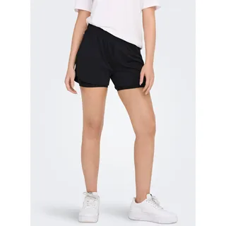Funktionsshorts ONLY PLAY "ONPMILA-2 MW LOOSE PCK SHORTS NOOS", Damen, Gr. XS (34), N-Gr, schwarz, Jersey, Obermaterial: 74% Polyester, 14% Polyamid, 12% Elasthan, unifarben, kurz, Hosen Funktionsshorts, mit Materialmix aus Polyester, Polyamid und Elasthan