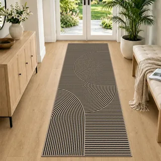 VSIWB Teppich Läufer Flur 80x200 cm Jute Aussehen küchenteppich, Waschbarer rutschfest Küchenläufer, Teppich Flur, Schwarz Outdoor Teppich für Küche, Wohnzimmer, Schlafzimmer, Diele, Eingang, Balkon