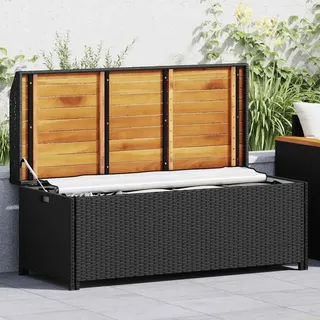 vidaXL Sitzbank mit Stauraum 120 cm Poly Rattan Schwarz - Schwarz