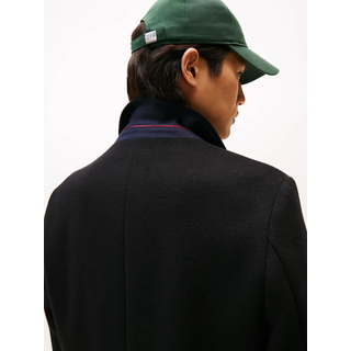 Wollmantel TOMMY HILFIGER "WOOL MIX COAT", Herren, Gr. L, schwarz, Web, Obermaterial: 75% Wolle, 25% Polyamid, regular fit normal, Mäntel Wollmantel, Reverskragen, regular fit