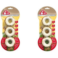 8in1 Delights Chicken Rings - gesunder Kausnack für Hunde, hochwertiges Hähnchenfleisch eingewickelt in Rinderhaut, 3 Stück (Packung mit 2)