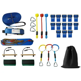 Atrigo Ninja-Slackline-Set Pacour , Blau , Textil , Freizeit & Co, Gartenspielzeug