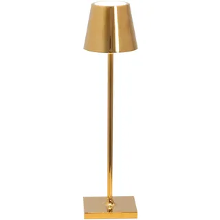 Zafferano, Poldina Micro Lampe mit Glänzendem Gold-Finish, Kabellose, Wiederaufladbare Tischlampe mit Touch Control, Geeignet für den Innenbereich, Dimmer, 2200-3000 K, Höhe 27,5 cm