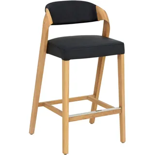 Voglauer Tresenstuhl , Schwarz, Eichefarben , Holz, Leder , Echtleder , Rindleder , Altholz, Eiche , massiv , Uni , konisch , 51x93x49 cm , Goldenes M, Made in Austria , Lederauswahl, Stoffauswahl , Esszimmer, Barmöbel, Barhocker