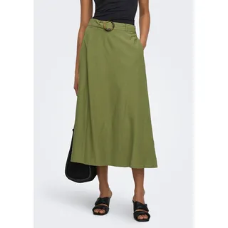 JDY Maxirock "JDYMILAN LINEN HW BELTED SKIRT WVN DIA" Sommerrock mit Leinen, olive drab