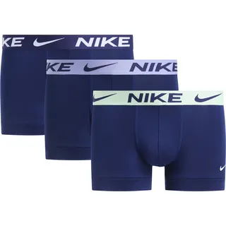 Trunk NIKE UNDERWEAR "TRUNK 3PK", Herren, Gr. XL, 3 Stk., bl voi, bar volt, lgt thstl, bl voi wb, Jersey, Obermaterial: 92% Polyester, 8% Elasthan, körpernah, Unterhosen Trunk, mit Logo-Elastikbund