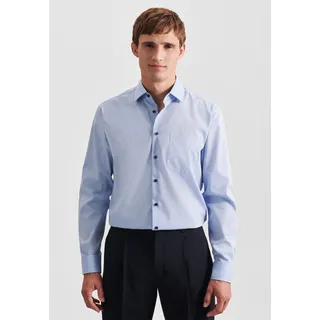 Businesshemd SEIDENSTICKER "Schwarze Rose", Herren, Gr. L42, normale Ärmellängen, blau, 100% Baumwolle, unifarben, regular fit, 2-Knopf-Manschette, Hemden Businesshemd, Regular 1/1 Kentkragen Uni