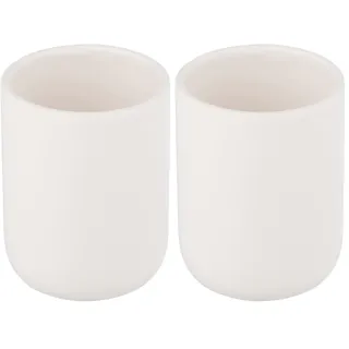 Allstar Zahnputzbecher Olinda, Zahnbürstenhalter in konischer Form, Mundspülbecher in mattiertem Finish, hergestellt aus Keramik, idealer Zahnbecher für Zahnbürste, Zahnpasta, Ø 7,6 x 10 cm, Weiß