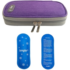 Insulin-Kühlbox, Diabetiker-Reisekoffer-Kühltasche mit 2 wiederverwendbare Kühlakkus zum Medikamente Insulin-Pen und Zubehörpakete (Lila)