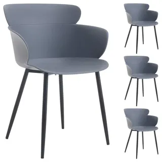 Idimex Esszimmerstühle Catch 4Er-Set , Grau , Textil , Vintage , 62x82x54 cm , Gartenmöbel, Gartensessel, Gartenstühle