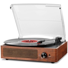 Vinyl Plattenspieler Bluetooth Plattenspieler mit eingebauten Lautsprechern Vintage Plattenspieler Schallplattenspieler mit 3-Gang 33/45/78 U/Auto-Stop RCA/Aux-in 3,5 mm