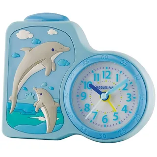JACQUES FAREL Kinderwecker Delfine hellblau ohne Ticken, mit Licht und Snooze ACB 712 DO