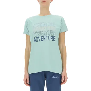 JEEP O102760-E957 J Damen Oversize T-Shirt Adventure - Großer Aufdruck - Ärmel hochgekrempelt J23S Pale Jade L