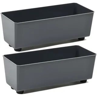 Tymar Blumentopf rechteckig innen, Blumenkasten mit füßen, Pflanzkübel, Kräuterkasten, 2 Stück_SAGA ((2pack) Anthrazit, 28,5x17cm)