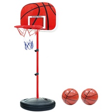 PELLOR Einstellbare Basketballständer, Basketballkorb mit Ständer Höhenverstellbar Basketball-Backboard Ständer Hoop Set für Kinder (Rot, 150CM)