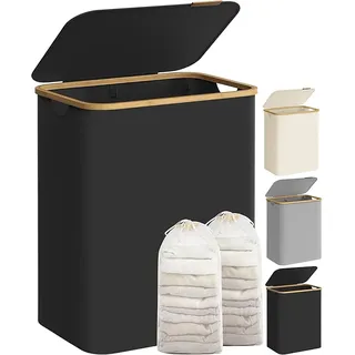 Songmics Wäschesammler Roxanne mit 2 Fächer 130 l Schwarz