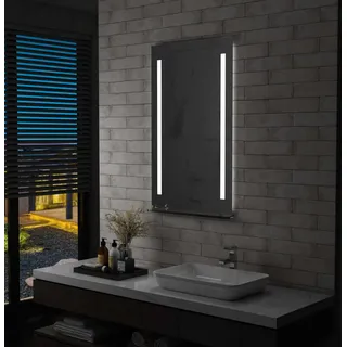 Badezimmer-LED-Wandspiegel mit Regal 60×100 cm , Badspiegel Design 2024 - Silber