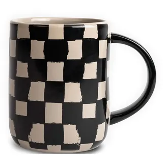 ByON Kaffeetasse Liz check aus Steingut in der Farbe Schwarz, Volumen 280ml, 5283907501