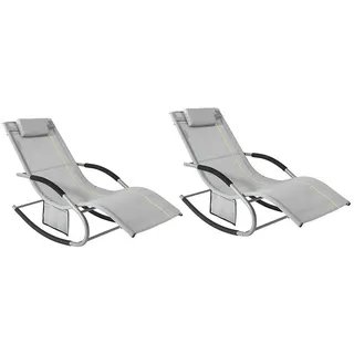 SoBuy Sonnenliege 2er Set Hellgrau , Metall , 63x87x150 cm , Gartenmöbel, Gartenliegen
