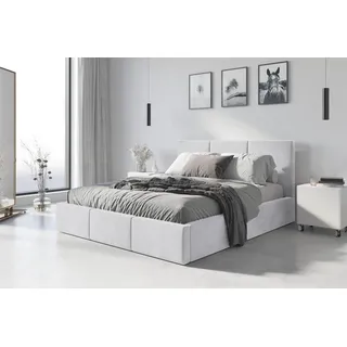Bett mit Lattenrost Jugendbett Doppelbett gepolsterte Boxspringbett Matratze, Farbe:weiß, Größe:160x200, Matratze:mit Matratze Kaltschaum - Weiß