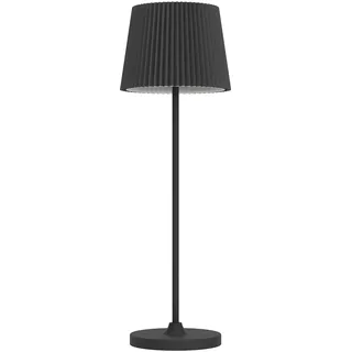 EGLO LED Akku Tischleuchte Leonero, Tischlampe kabellos, Schwarze Nachttischlampe aus Metall mit Textil Falt Lampenschirm, Touch dimmbar, USB aufladbar, warmweiß-neutralweiß