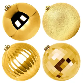 Benjia Weihnachtskugeln Groß Aussen, Extra Bruchsicheres Outdoor Draußen Draussen Kunststoff Weihnachtskugel Christbaumkugeln Kugeln Weihnachten (15cm/4STK, Gold)