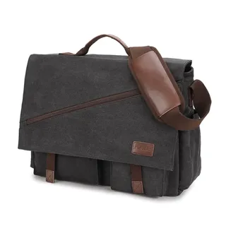 RAVUO Umhängetasche Herren, 17 Zoll Laptoptasche Aktentasche Wasserdichte Canvas Groß Arbeitstasche Messenger Bag Laptop-schultertaschen Tasche