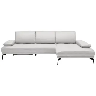 Celina Home Ecksofa , Weiß , Leder , Echtleder , Rindleder, Spaltleder , L-Form, Ottomane links , 273x187 cm , Made in Eu , Fußauswahl, Lederauswahl, Stoffauswahl, seitenverkehrt erhältlich, Hocker erhältlich, Rücken echt , Wohnzimmer, Sofas & Couches, Wohnlandschaften, Ecksofas