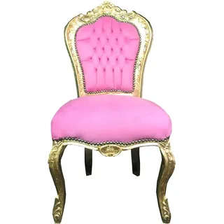 Casa Padrino Barock Esszimmer Stuhl Rosa / Gold Mod3 - Limited Edition - Rosa, Gold