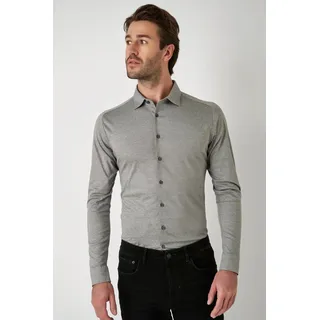 DESOTO Langarmhemd »Jerseyhemd Casual Kent« Mit Rundhalsausschnitt, grau