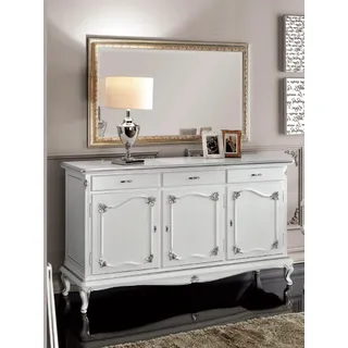 Kommoden Italienische Möbel Massiv Spiegel 2tlg Kommode Sideboard Schrank Holz - Weiß