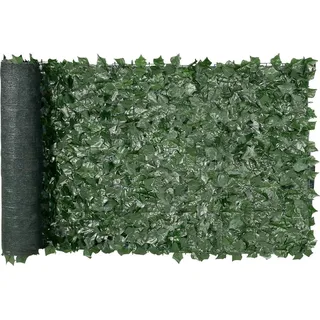 Efeu-Sichtschutzzaun, 990 x 2490 mm Künstlicher grüner Wandschirm, Efeu-Sichtschutzzaun mit Netzgewebe-Rückseite und verstärkten Verbindungsstellen, künstliche Hecken mit Weinblatt-Dekoration für den Garten und den Außenbereich