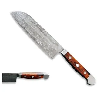 GÜDE Solingen - Santoku Messer Damaststahl geschmiedet, 18 cm, Wüsteneisenholz, F.GÜDE, Handmade Germany
