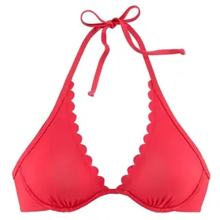 LASCANA Bügel-Bikini-Top »Scallop« mit gelaserter Wellenkannte, rot