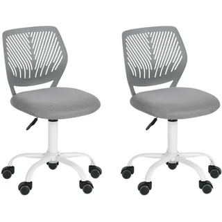 FurnitureR Schreibtischstuhl aus Stoff, ergonomisch, ohne Armlehne, höhenverstellbar, Drehstuhl für Zuhause, Büro, Arbeitszimmer, Spielzimmer, Grau, 40 x 38,5 x 87 cm