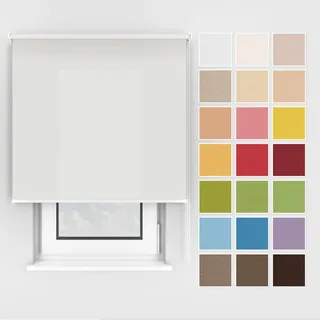 Estika Rollo mit Bohren Deckenmontage und Wandmontage, Breite: 135 cm, Höhe: 220 cm, Farbe: Weiß, 25 Stoff Farben, Fenster rollos für innen, Sichtschutz für Fenster und Balkontür