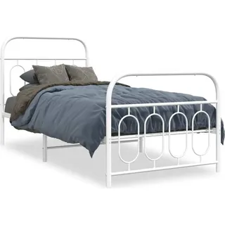 vidaXL Bettgestell mit Kopf- und Fußteil Metall Weiß 90x200 cm - Weiß