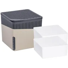 Raumentfeuchter Cube Set, Luftentfeuchter mit 2 x 1 kg Granulat-Block, 16,5x15,7x16,5 cm, Beige