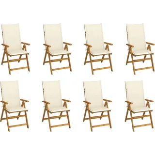 Klappbare Gartenstühle mit Kissen 8 Stk. Massivholz Akazie - Creme, Bunt
