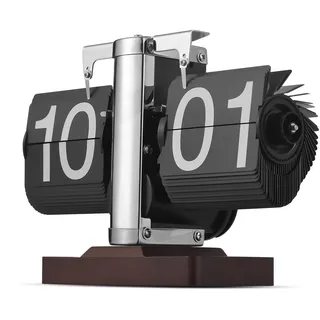 Irishom Retro-Flip-Uhr, Vintage-Tischuhr, Digitale Flip-Down-Uhr, Digitale Retro-Flip-Down-Uhr, kleine Uhr mit Holzsockel, Geschenkideen, Coole Dinge für Zuhause, Zimmer, Büro