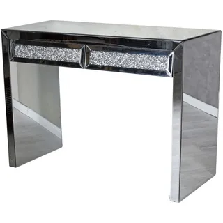 Konsolentisch verspiegelt Wandtisch Glas Tischkonsole Silber Flurtisch Glastisch