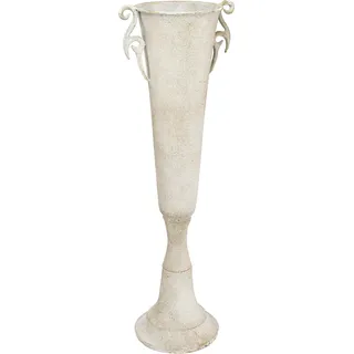 Dekovase im antiken Pokaldesign mit Griffen aus Metall - Grau, Braun