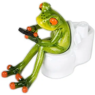 Norhogo Frosch Figur Statue Frosch sitzt auf der Toilette grün r Lustige Grün Frosch Auf Wc Skulptur Geschenke für Fee Garten Büro Dekoration